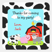 Barnyard farm Birthday Baby Shower favour stickers
