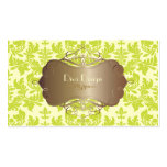 Baroque damask in lime green/chocolate brown business card template