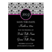 Baroque Elegance Save The Date Postcard (Hot Pink)