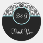 Baroque Elegance Thank You Sticker-Aqua