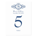 Baroque frame monogram wedding table number card post card