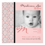 Baroque in Pink Baby Girl Announcement