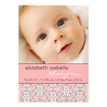 Baroque in Pink Baby Girl Photo Announcement