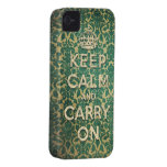 baroque keep calm and carry on iPhone 4 case