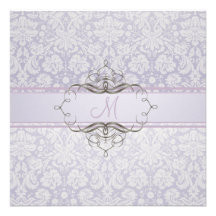 Baroque lace damask/lilac Invitations