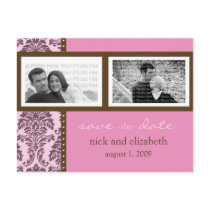 Baroque Pink Chocolate Two-Photo Save the Date Postcard