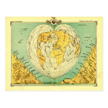 Bartholomew Heart Shaped Post Card World Map