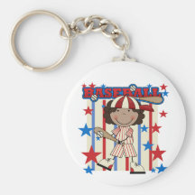 BASEBALL African American Girl T-shirts and Gifts Keychain