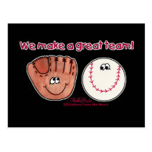 Baseball and Baseball Glove Team Postcards