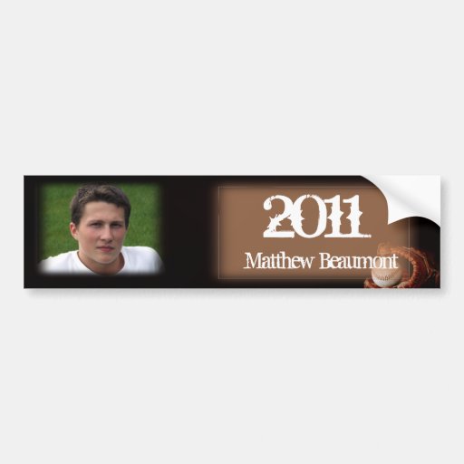 Baseball and Glove Graduation Wine Label Bumper Sticker