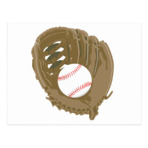 baseball and glove mitt postcard