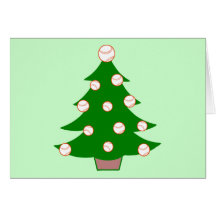 Baseball Christmas Tree Greeting Cards