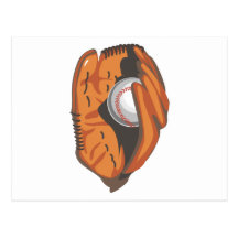 baseball in mitt vector graphic postcard