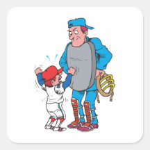 baseball kid arguing with the umpire square sticker