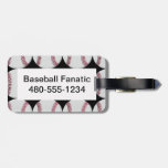 Baseball Pattern on Black Luggage Tag