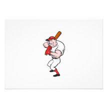 Baseball Player Batting Cartoon Announcements