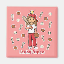 Baseball Princess Fridge Magnet