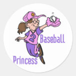 Baseball Princess T-shirts and Gifts Round Sticker
