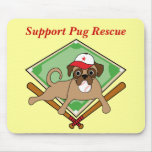 Baseball Pug Mousepad (red) Customisable