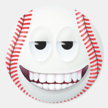 Baseball Smiley Face 2 Stickers
