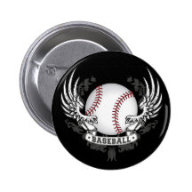 Baseball Wings Button