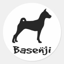 Basenji w/ Cool Text (in black) Round Stickers