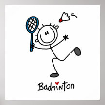 Basic Male Stick Figure Badminton Print