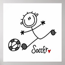 Basic Stick Figure Soccer Player T-shirts and Gift Poster
