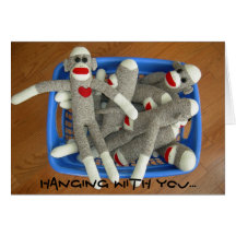 basket of sock monkies card