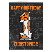 Basketball Chalkboard 1st Birthday Greeting Card