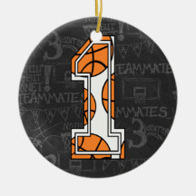 Basketball Chalkboard 1st Birthday Christmas Tree Ornaments