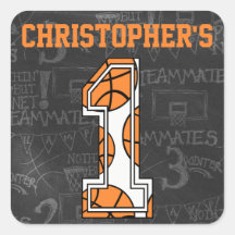 Basketball Chalkboard 1st Birthday Stickers