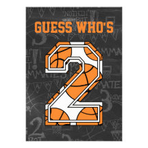 Basketball Chalkboard 2nd Birthday Party Invite