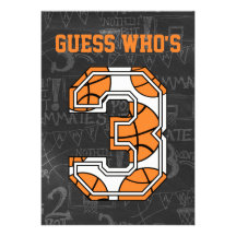 Basketball Chalkboard 3rd Birthday Party Invitations