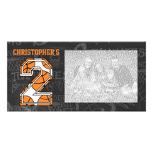 Basketball Chalkboard Photo 2nd Birthday Photo Greeting Card