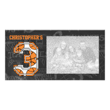 Basketball Chalkboard Photo 3rd Birthday Photo Card
