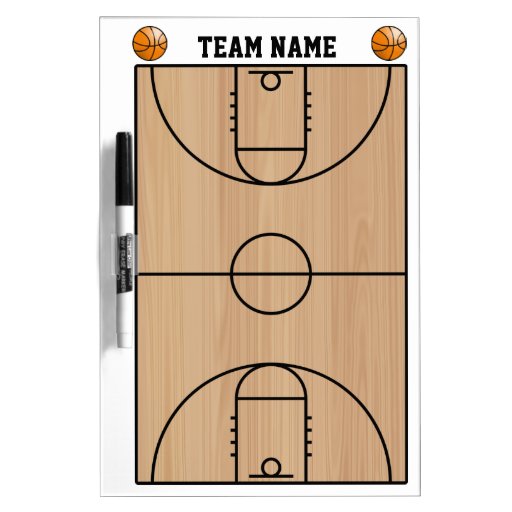 Basketball Court Layout On Wood Dry Erase Board Zazzle