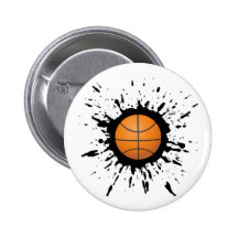 Basketball Explosion Pinback Button