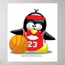 Basketball Penguin Posters
