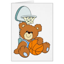 Basketball Teddy Bear Card