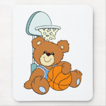 Basketball Teddy Bear Mouse Pad