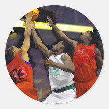 Basketball Two Against One Round Sticker