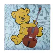 BASS BEAR ON MUSIC NOTES-TILE