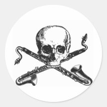 Bass Clarinet Pirate Round Sticker