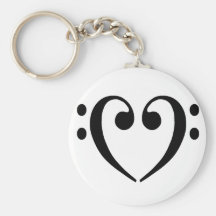 Bass Clef Heart Keychain
