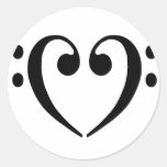 Bass Clef Heart Round Stickers