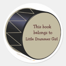 Bass Drum Bookplate Customisable Sticker Template