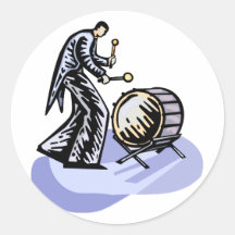 Bass Drum Player Tall Figure Orchestra Bass Round Sticker