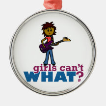 Bass Guitar Girl Christmas Ornaments