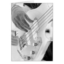 Bass player , bass and hand, negative image cards